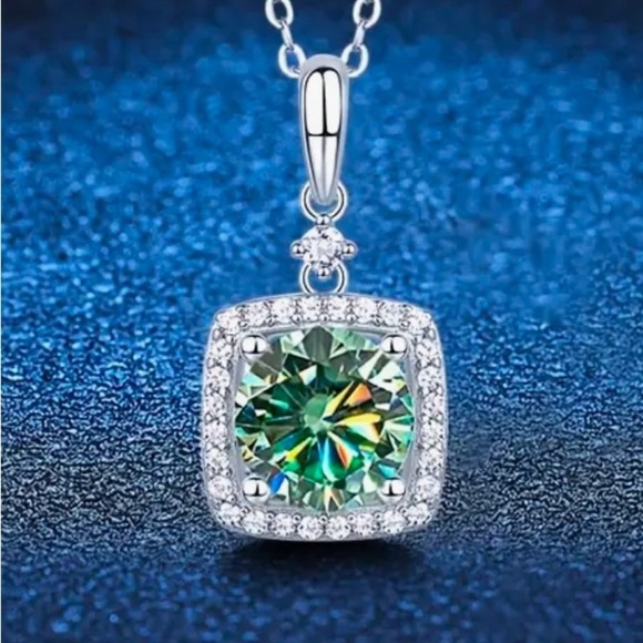 COPY - COPY - MOISSANITE 2 Carat Emerald Cut Pendant Necklace - Picture 1 of 9